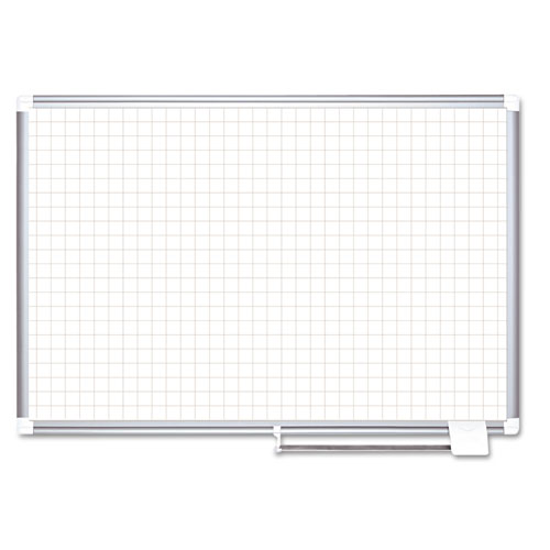 Grid Planning Board, 1" Grid, 72 X 48, White-silver