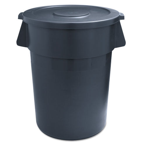 Round Waste Receptacle, Lldpe, 32 Gal, Gray