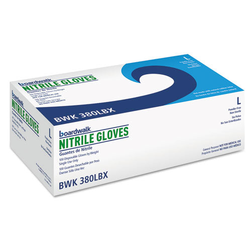 Disposable Powder-free Nitrile Gloves, Large, Blue, 5 Mil, 1000-carton