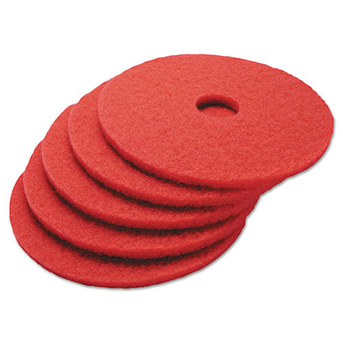 Buffing Floor Pads, 13" Diameter, Red, 5-carton