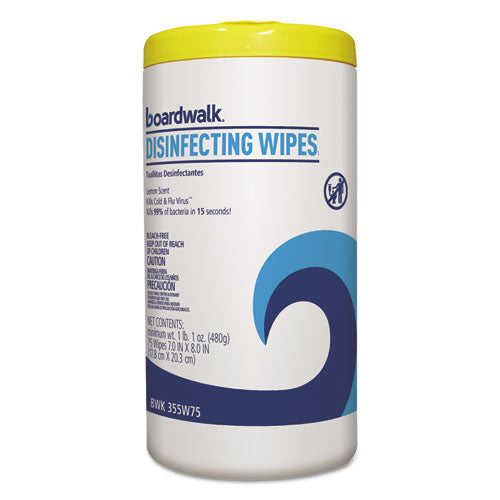 Disinfecting Wipes, 8 X 7, Lemon Scent, 75-canister, 6 Canisters-carton