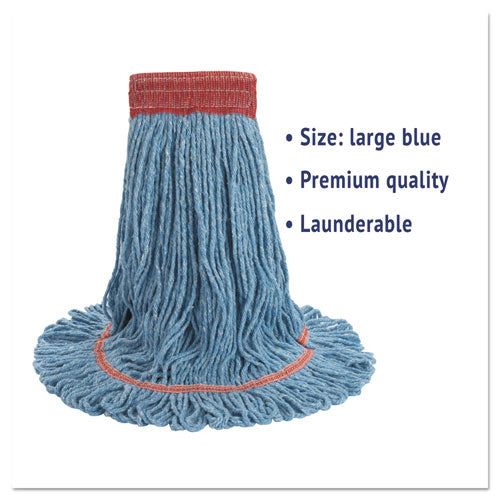 Super Loop Wet Mop Head, Cotton-synthetic Fiber, 5" Headband, Large Size, Blue, 12-carton