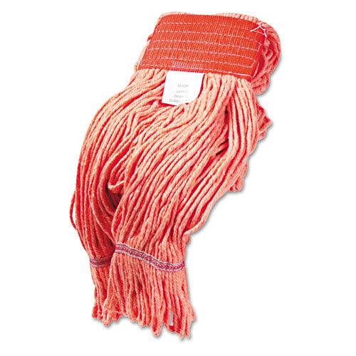 Super Loop Wet Mop Head, Cotton-synthetic Fiber, 5" Headband, Large Size, Orange, 12-carton