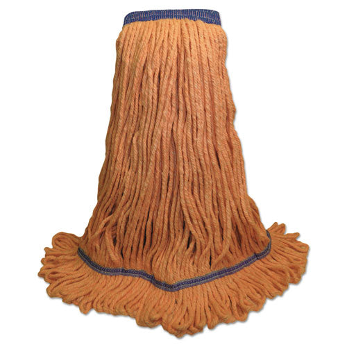 Super Loop Wet Mop Head, Cotton-synthetic Fiber, 5" Headband, X-large Size, Orange, 12-carton
