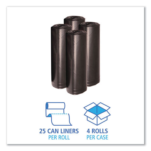 Low Density Repro Can Liners, 45 Gal, 1.6 Mil, 40" X 46", Black, 100-carton
