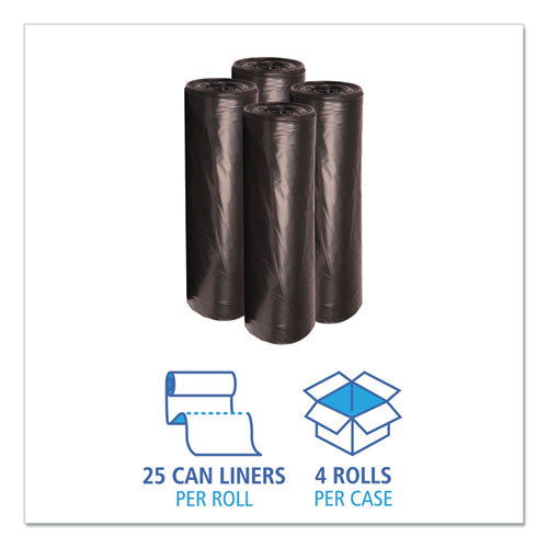 Low Density Repro Can Liners, 56 Gal, 1.6 Mil, 43" X 47", Black, 10 Bags-roll, 10 Rolls-carton