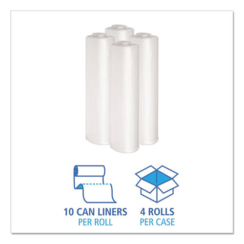 Low Density Repro Can Liners, 33 Gal, 1.1 Mil, 33" X 39", Clear, 10 Bags-roll, 10 Rolls-carton