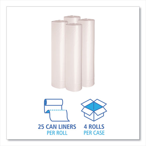 Low Density Repro Can Liners, 45 Gal, 1.1 Mil, 40" X 46", Clear, 10 Bags-roll, 10 Rolls-carton