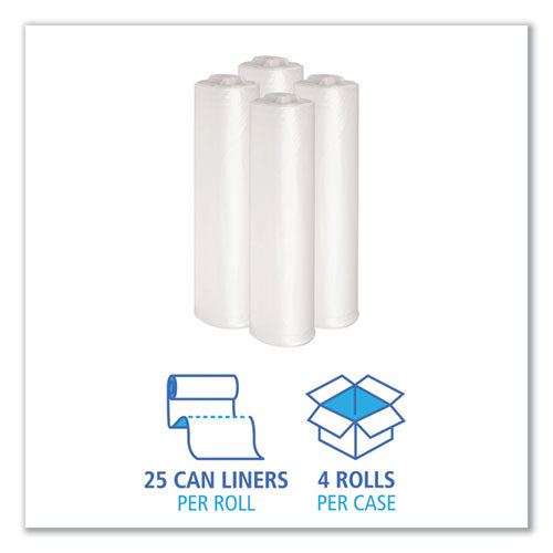 Low Density Repro Can Liners, 33 Gal, 1.4 Mil, 33" X 39", Clear, 10 Bags-roll, 10 Rolls-carton