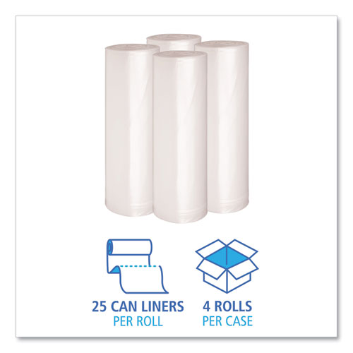 Low Density Repro Can Liners, 60 Gal, 1.4 Mil, 38" X 58", Clear, 10 Bags-roll, 10 Rolls-carton