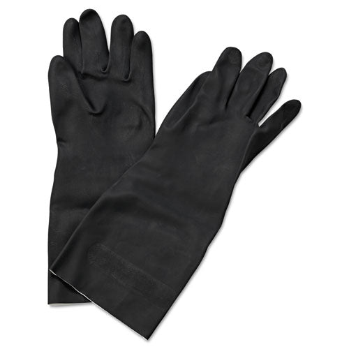 Neoprene Flock-lined Gloves, Long-sleeved, 12", Large, Black, Dozen