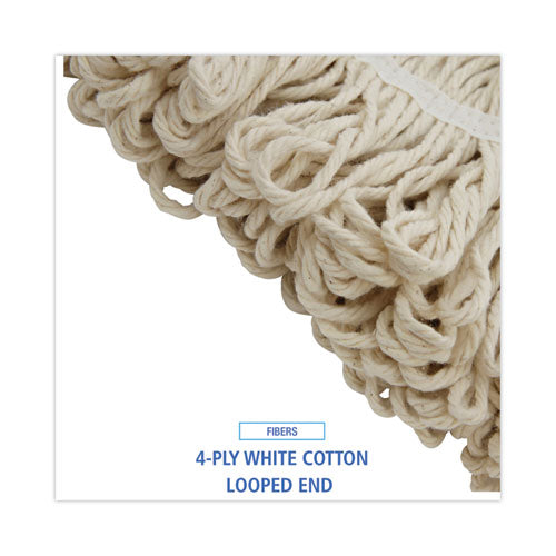 Mop Head, Lie-flat Head, Cotton Fiber, 24 Oz, White, 12-carton