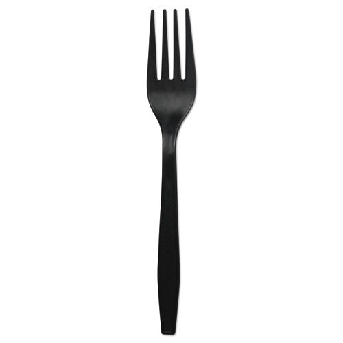 Heavyweight Polypropylene Cutlery, Fork, Black, 1000-carton