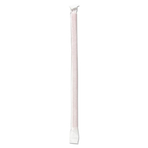 Wrapped Giant Straws, 10.25", Polypropylene, Clear, 1,000-carton