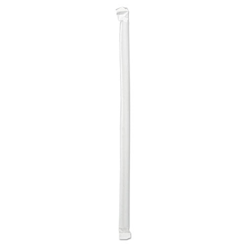 Wrapped Giant Straws, 10.25", Polypropylene, Clear, 1,000-carton