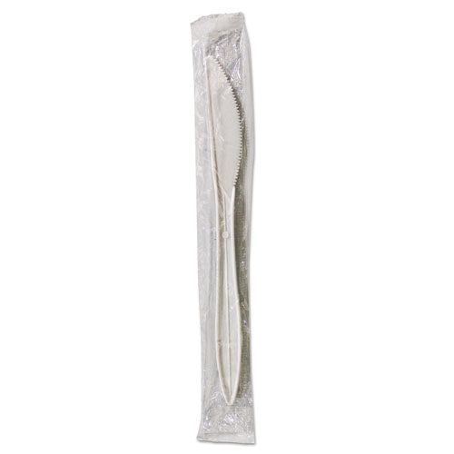 Mediumweight Wrapped Polypropylene Cutlery, Knives, White, 1,000-carton