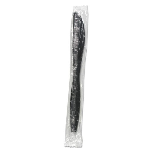 Heavyweight Wrapped Polypropylene Cutlery, Knife, Black, 1,000-carton