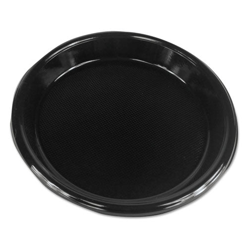 Hi-impact Plastic Dinnerware, Plate, 10" Dia, Black, 500-carton