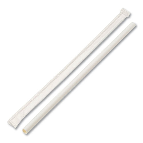 Individually Wrapped Paper Straws, 7.75" X 0.25", White, 3,200-carton