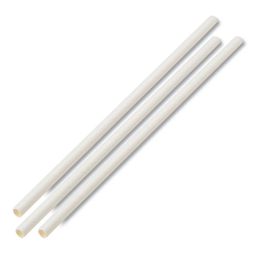 Individually Wrapped Paper Straws, 7.75" X 0.25", White, 3,200-carton
