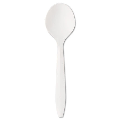 Mediumweight Polystyrene Cutlery, Soup Spoon, White, 1,000-carton