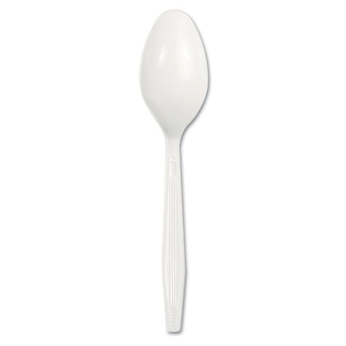 Mediumweight Polystyrene Cutlery, Teaspoon, White, 100-box