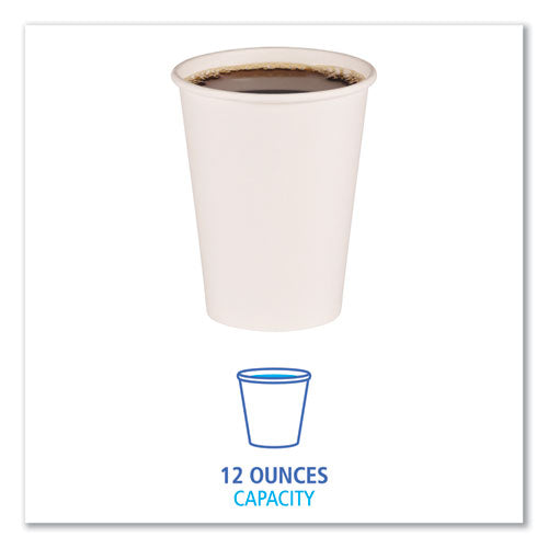 Paper Hot Cups, 12 Oz, White, 20 Cups-sleeve, 50 Sleeves-carton