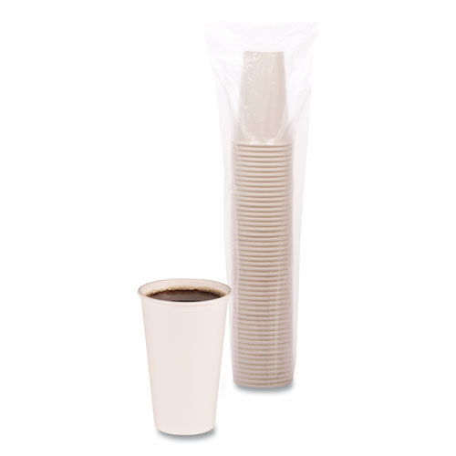 Paper Hot Cups, 16 Oz, White, 20 Cups-sleeve, 50 Sleeves-carton