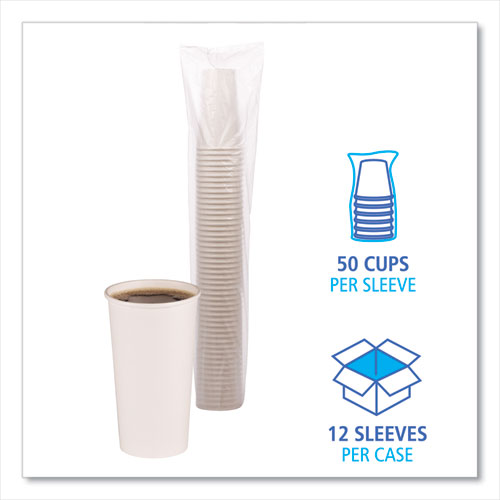 Paper Hot Cups, 20 Oz, White, 12 Cups-sleeve, 50 Sleeves-carton