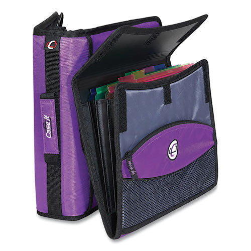 Sidekick Zipper Binder With Removable Expanding File, 3 Rings, 2" Capacity, 11 X 8.5, Purple-black Accents