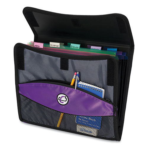 Sidekick Zipper Binder With Removable Expanding File, 3 Rings, 2" Capacity, 11 X 8.5, Purple-black Accents