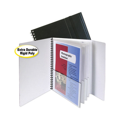 Eight-pocket Portfolio With Security Flap, Polypropylene, 8.5 X 11, Black-white