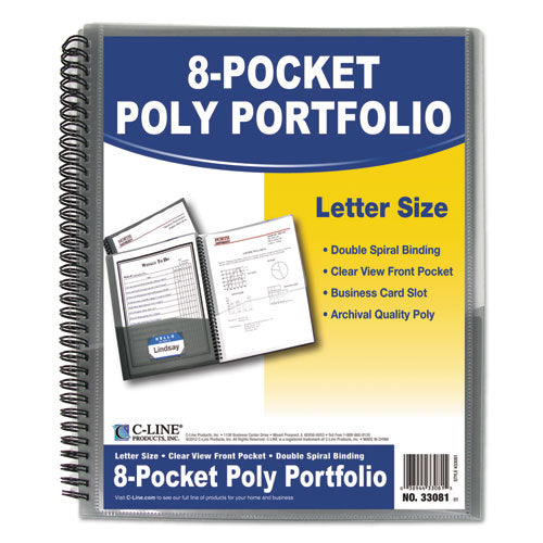 Eight-pocket Portfolio, Polypropylene, 8 1-2 X 11, Smoke