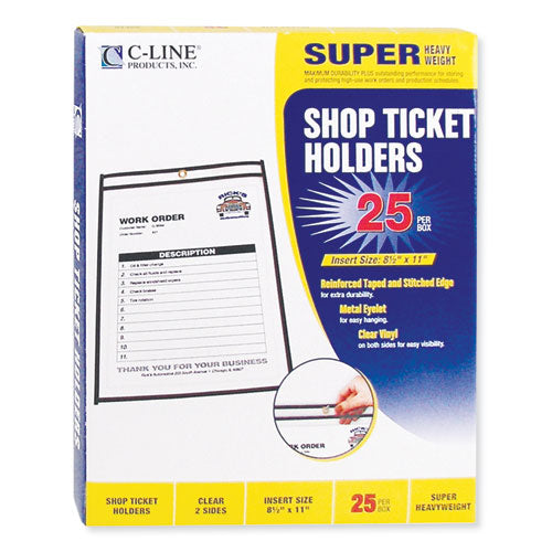 Shop Ticket Holders, Stitched, Both Sides Clear, 50 Sheets, 8 1-2 X 11, 25-box