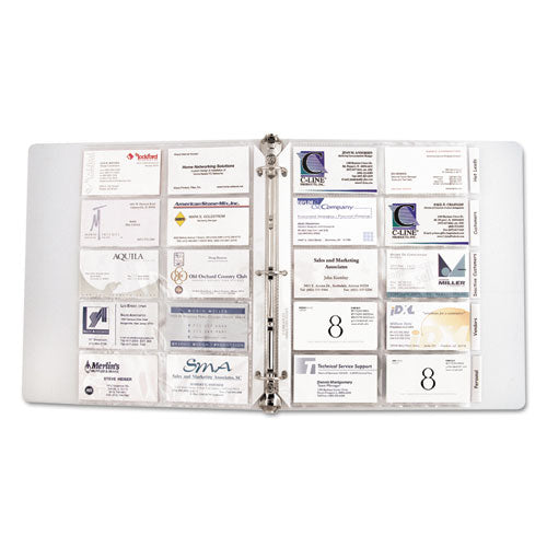 Tabbed Business Card Binder Pages, 20 Cards Per Letter Page, Clear, 5 Pages