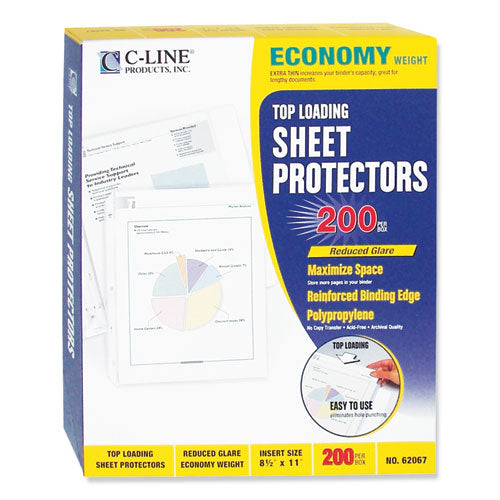 Economy Weight Poly Sheet Protectors, Reduced Glare, 2", 11 X 8 1-2, 200-bx