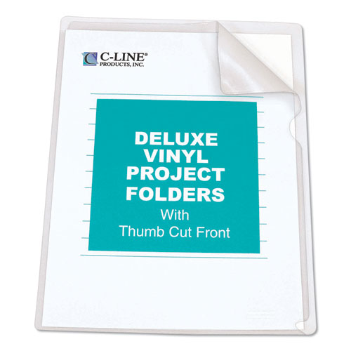 Deluxe Vinyl Project Folders, Letter Size, Clear, 50-box