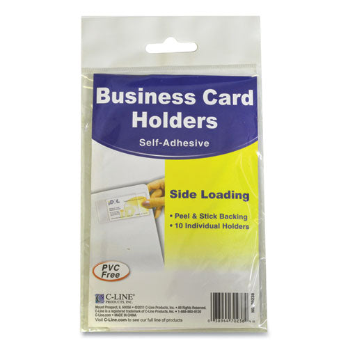 Self-adhesive Business Card Holders, Side Load, 2 X 3 1-2, Clear, 10-pack