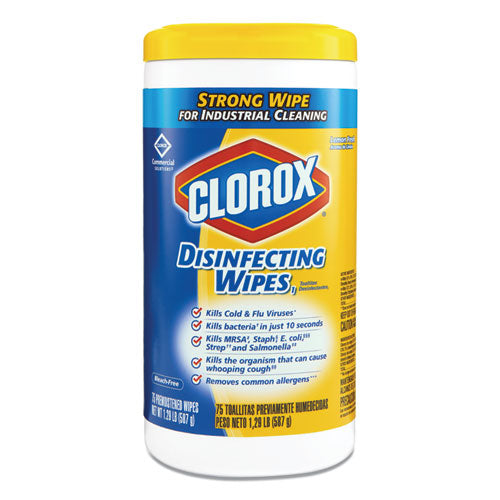 Disinfecting Wipes, 7 X 7.75, Crisp Lemon, 75-canister, 6 Canisters-carton