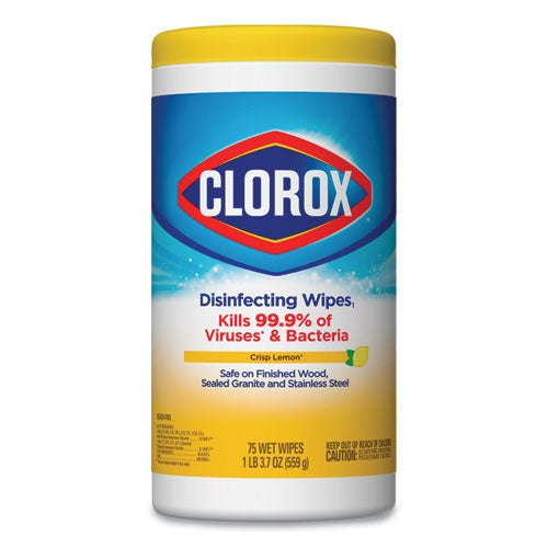 Disinfecting Wipes, 7 X 7.75, Crisp Lemon, 75-canister, 6 Canisters-carton