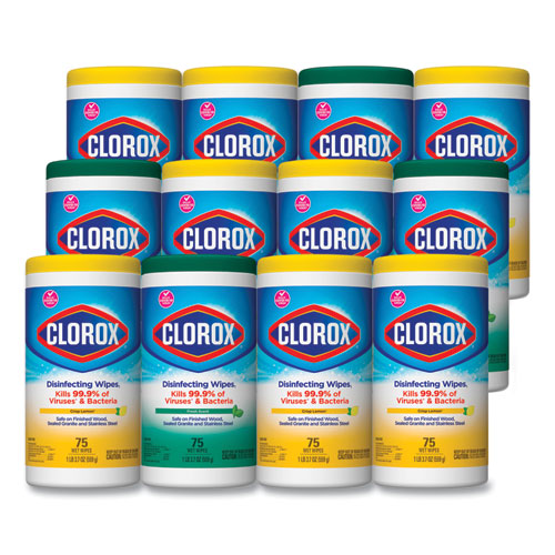 Disinfecting Wipes, 7 X 8, Fresh Scent-citrus Blend, 75-canister, 3-pack, 4 Packs-carton