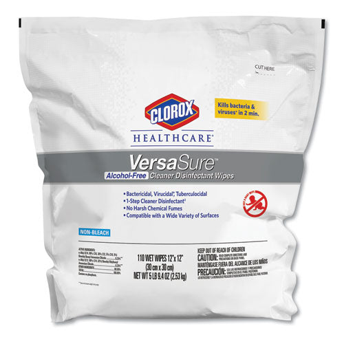 Versasure Cleaner Disinfectant Wipes, 1-ply, 12 X 12, White, 110-pouch