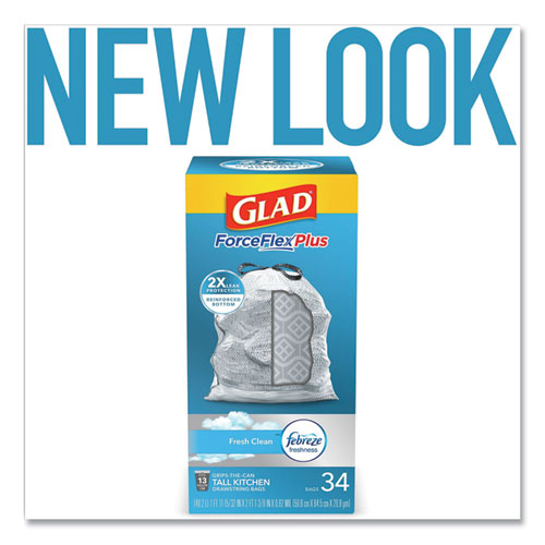 Glad ForceFlex OdorShield 13 Gallon Kitchen Trash Bag, 23.75 x