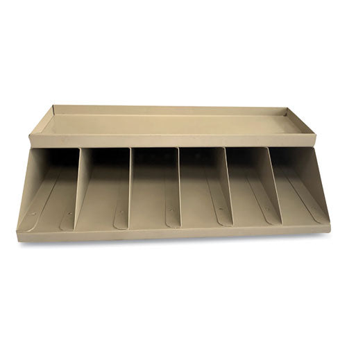 Coin Wrapper And Bill Strap Single-tier Rack, 6 Compartments, 10 X 8.5 X 3, Steel, Pebble Beige