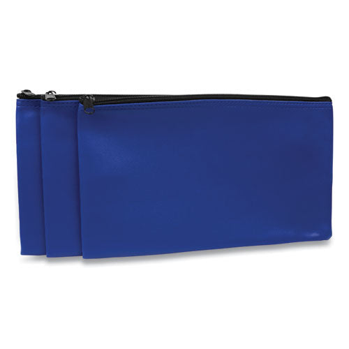 Fabric Deposit Bag, Vinyl, 5.5 X 11, Blue, 3-pack