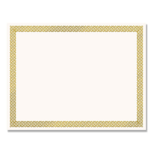 Foil Border Certificates, 8.5 X 11, Ivory-gold, Braided, 12-pack