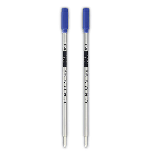 Refills For Cross Ballpoint Pens, Fine Conical Tip, Blue Ink, 2-pack