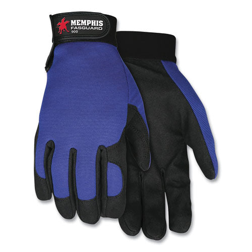 Clarino Synthetic Leather Palm Mechanics Gloves, Blue-black, Medium