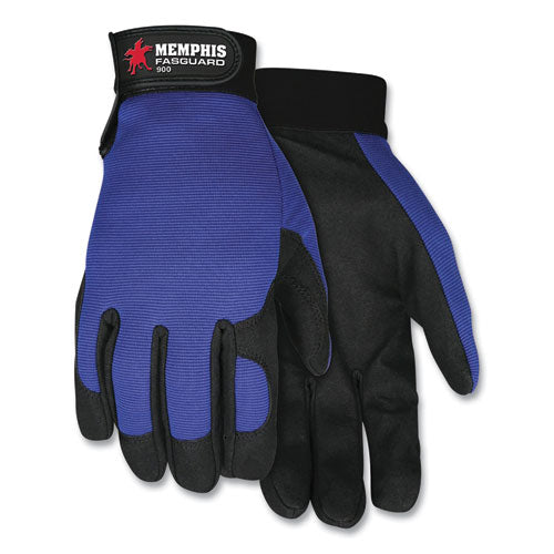 Clarino Synthetic Leather Palm Mechanics Gloves, Blue-black, X-large