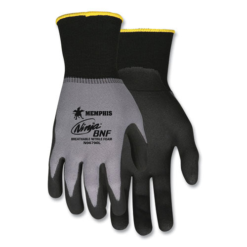 Ninja Nitrile Coating Nylon-spandex Gloves, Black-gray, X-large, Dozen